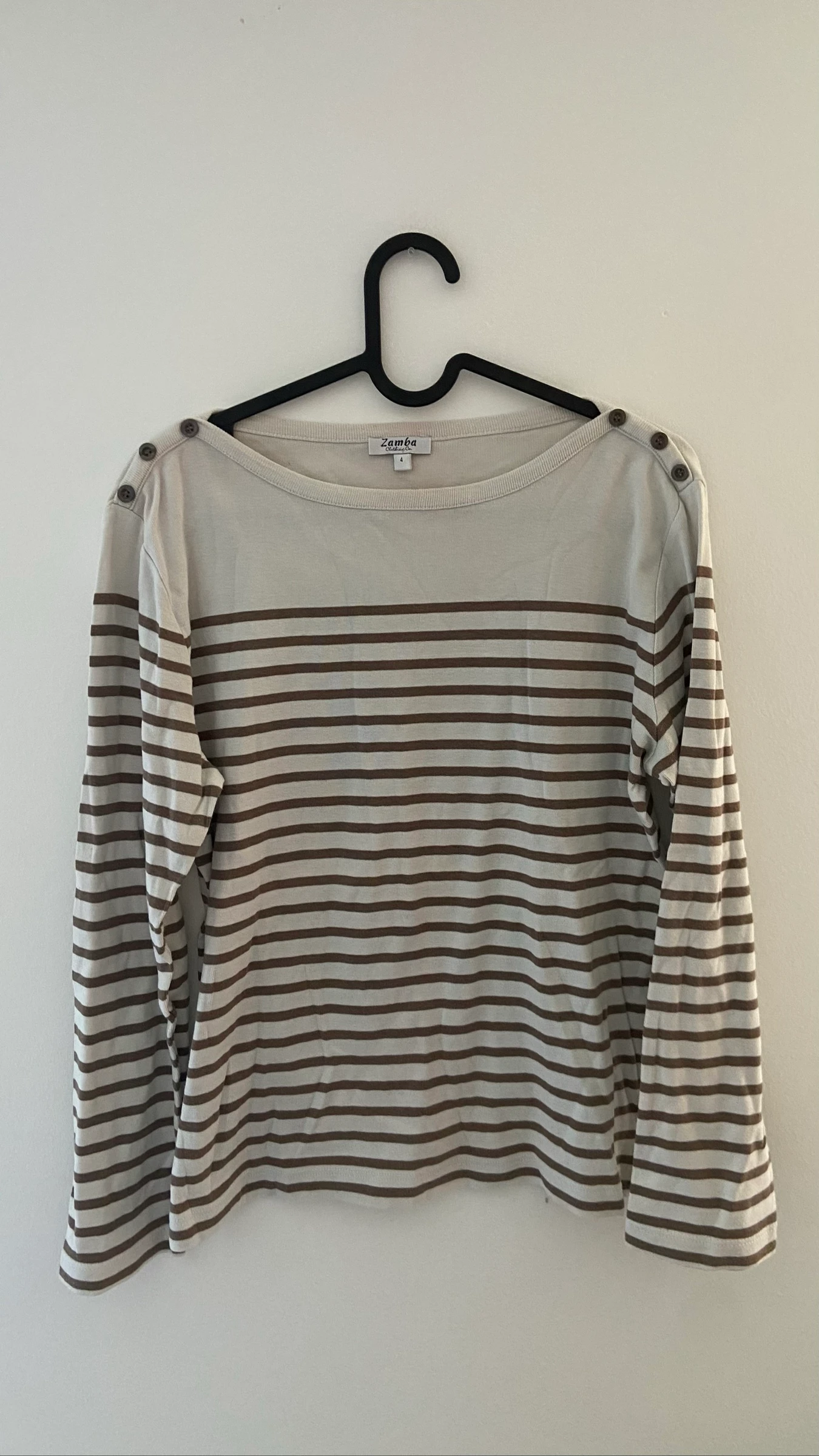 Haut marinière blanc et marron Taille L